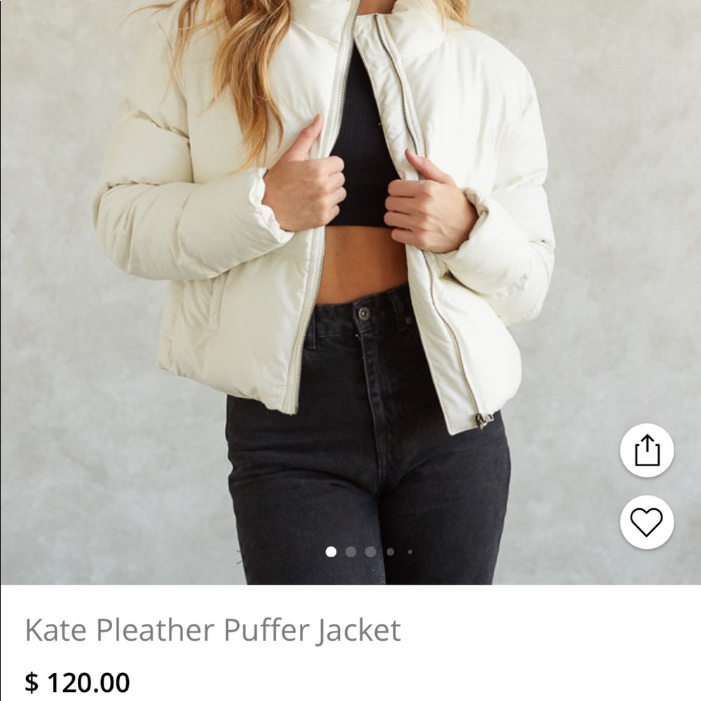 Black Pleather Puffer Jacket - image 2